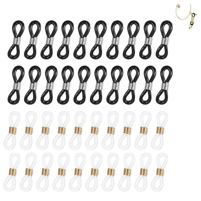 ST logo Hanging Tree Strap Eyeglass Chain Connector Holders Slip Straps Around Neck for Women & Men Stylish Sunglasses DIY Art & Crafts silver & Black 20 + 20 Pcs - Image 2