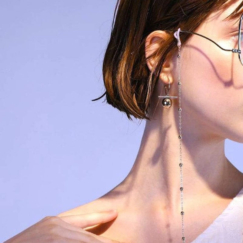 ST logo Hanging Tree Strap Eyeglass Chain Connector Holders Slip Straps Around Neck for Women & Men Stylish Sunglasses DIY Art & Crafts silver & Black 20 + 20 Pcs - Image 5