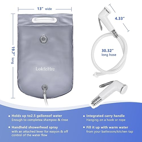 LOKFEHRE Bedside Shower Water Bag - 2.5 GL Portable Water Shower Bag For Hair Washing In Bed. Use with Inflatable Shampoo Basin, Inflatable Hair Washing Basin, Inflatable Bathtub For Elderly (Silver) - Image 3