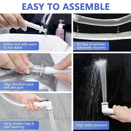 LOKFEHRE Bedside Shower Water Bag - 2.5 GL Portable Water Shower Bag For Hair Washing In Bed. Use with Inflatable Shampoo Basin, Inflatable Hair Washing Basin, Inflatable Bathtub For Elderly (Silver) - Image 4