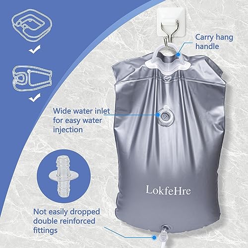 LOKFEHRE Bedside Shower Water Bag - 2.5 GL Portable Water Shower Bag For Hair Washing In Bed. Use with Inflatable Shampoo Basin, Inflatable Hair Washing Basin, Inflatable Bathtub For Elderly (Silver) - Image 5