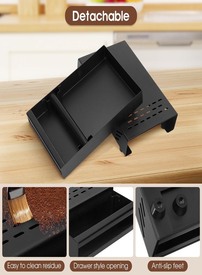 Hopoint Stainless Steel Knock Box with Lid for Coffee Grounds Disposal, 28 x 18 x 5 cm Espresso Tamp Station with Removable Drawer, Non Slip Feet, Rubber Strike Pad. Suitable for Home, Cafe, Office (Black) - Image 4