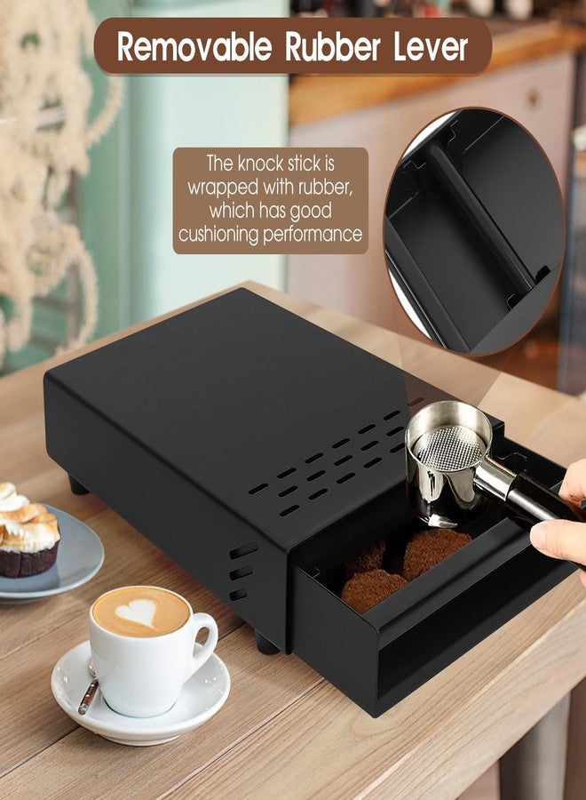 Hopoint Stainless Steel Knock Box with Lid for Coffee Grounds Disposal, 28 x 18 x 5 cm Espresso Tamp Station with Removable Drawer, Non Slip Feet, Rubber Strike Pad. Suitable for Home, Cafe, Office (Black) - Image 3