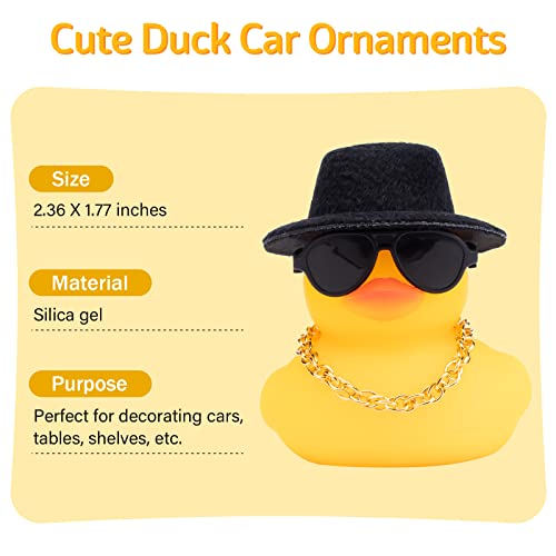 wonuu Rubber Duck Car Ornaments Yellow Duck Car Dashboard Decorations with Propeller Helmet for Christmas Decor and Home Decorations for Adults (X-Black Top Hat) - Image 5