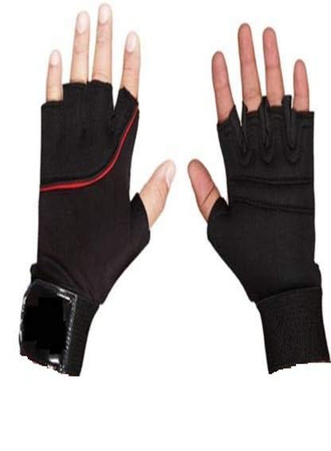 Rioff® Sports Gym Gloves for Men and Women with Wrist Support Band for WeightLifting and Exercise (Neoprene Gloves)v Black - Image 1