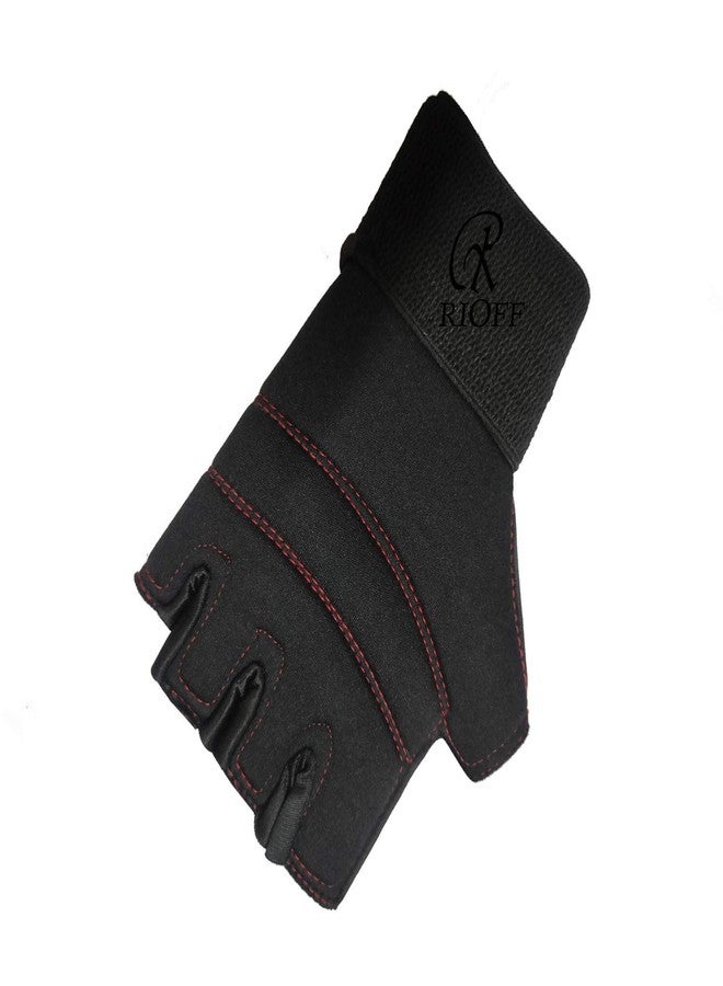 Rioff® Sports Gym Gloves for Men and Women with Wrist Support Band for WeightLifting and Exercise (Neoprene Gloves)v Black - Image 4