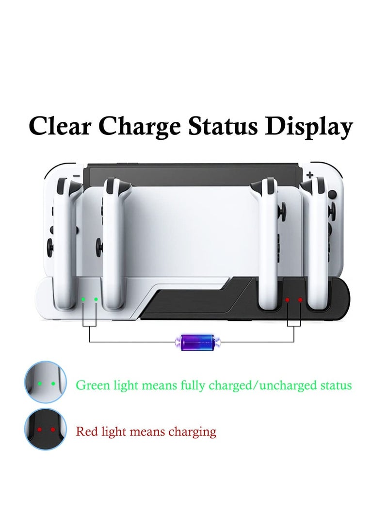 KASTWAVE Controller Charging Dock, KASTWAVE Station Compatible Fit for Nintendo Switch & OLED Model 4 Joy-con Charging Slots Joy Con Charger Stand Station Fit for Nintendo Switch with 2 Game Card Slots Dobe  - Image 2