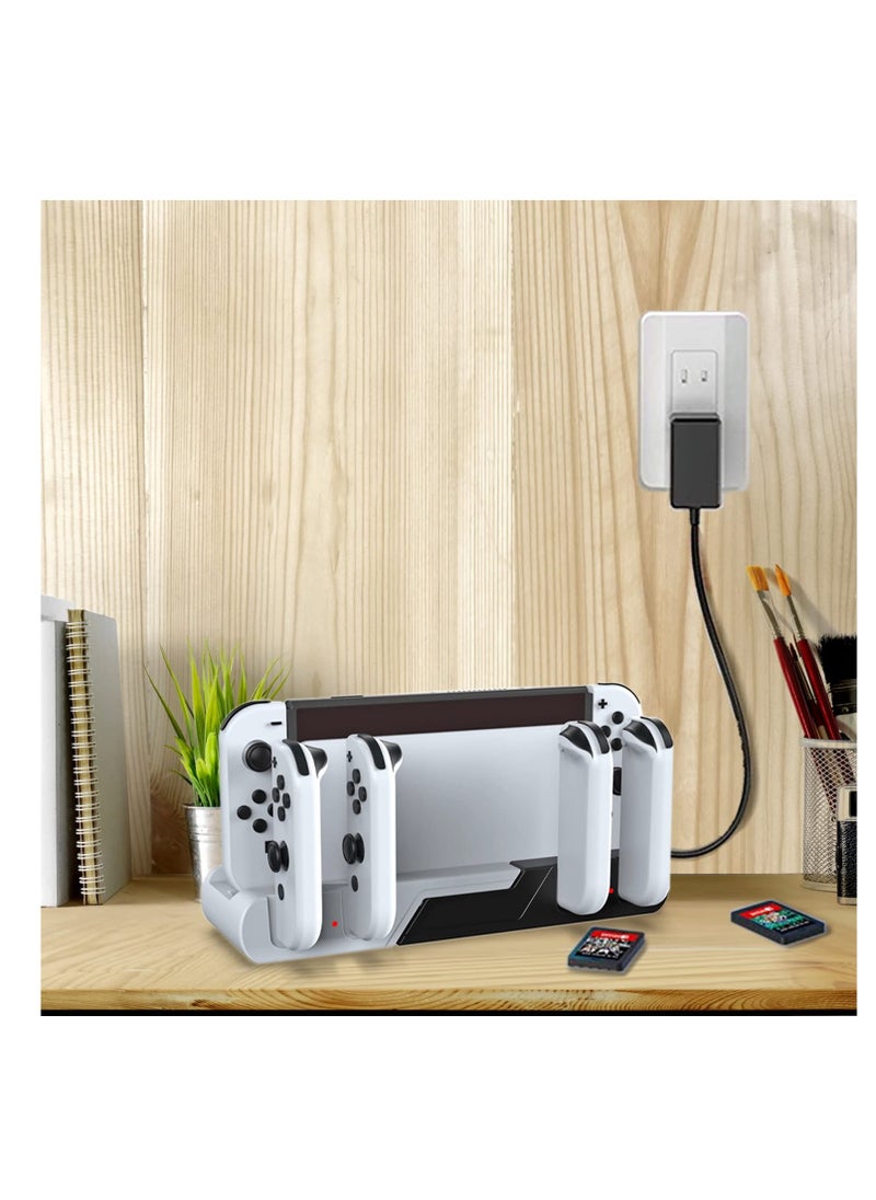 KASTWAVE Controller Charging Dock, KASTWAVE Station Compatible Fit for Nintendo Switch & OLED Model 4 Joy-con Charging Slots Joy Con Charger Stand Station Fit for Nintendo Switch with 2 Game Card Slots Dobe  - Image 3