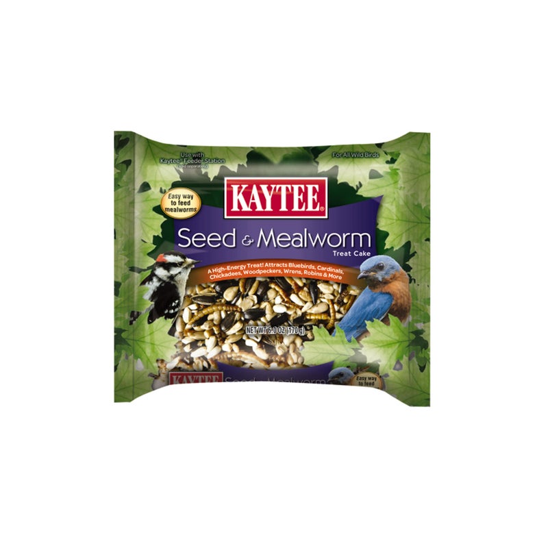Kaytee Wild Bird Seed & Mealworm Seed Treat Cake, 6 Ounces - Image 1