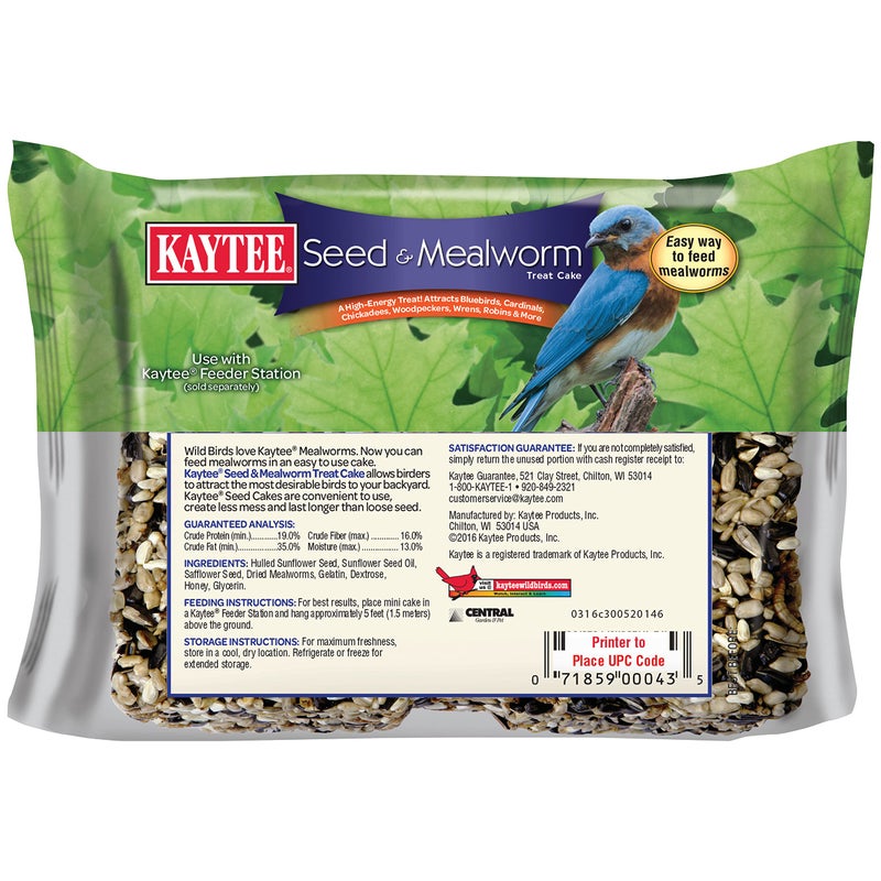 Kaytee Wild Bird Seed & Mealworm Seed Treat Cake, 6 Ounces - Image 2