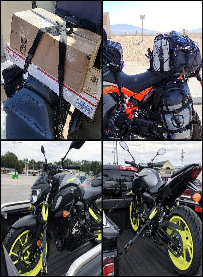 yuntop أحزمة ربط لينة سوداء (6 عبوات) بقدرة كسر 4500 رطل وسعة تحميل 1500 رطل، 12 * 1 بوصة حلقات ربط ثقيلة لتأمين ATV UTV الدراجات النارية السكوترات الدراجات الترابية معدات الحديقة - Image 4