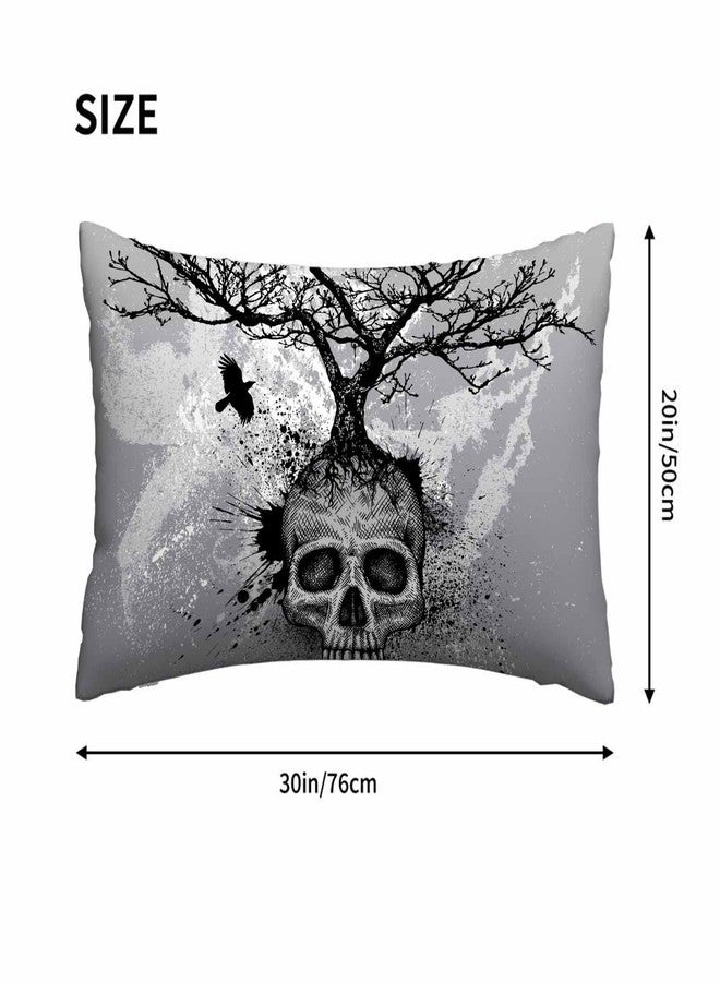 Mugod Rectangle Pillowcase Spooky Skull Tree and Crow,Standard Throw Cushion Cover for Bed Couch Sofa Office Decor 20x30 Inches - Image 4