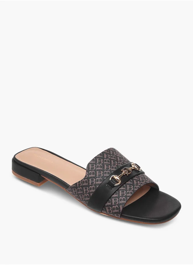 فلورا بيلا من شو إكسبرس Women's Textured Slip-On Sandals with Metal Accent