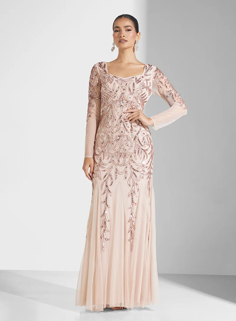Frock and Frill Sequin Embellished Gown Dress