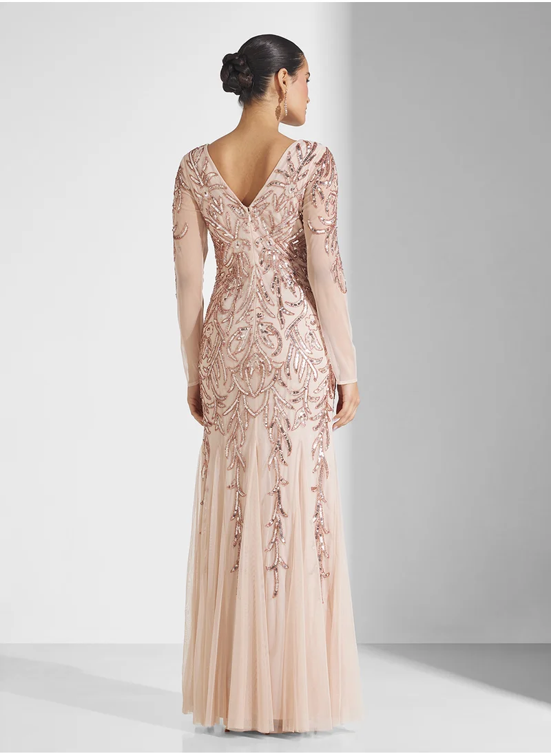 فروك اند فرل Embellished Pleated Maxi Dress