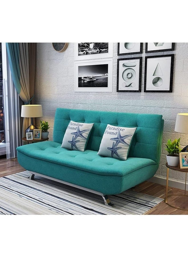 Fabric Multifunction Folding Foam Sofa Bed Set Living Room (Turquoise) - Image 1