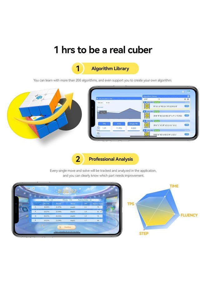 GANCUBE GAN 356iCS Smart Cube Magnetic 3 x 3, Speed Cube - Intelligent Tracking & Replaceable Batteries with CubeStation App, Hearing Devices with iOS 9.0+, Android 4.4+ for Children Beginners - Image 4