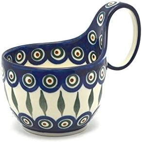 Polish Pottery Gallery Polish Pottery Loop Handle Bowl  Peacock  - Image 1