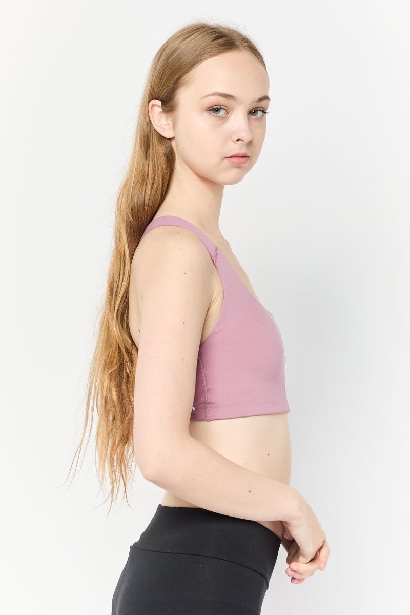 Adidas حمالة صدر رياضية متوسطة الدعم للنساء مع حشوة بتصميم مخطط، وردي باهت - Image 3