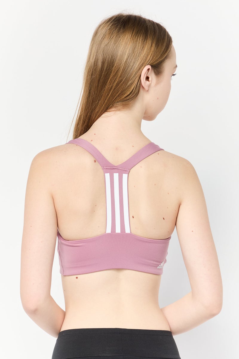 Adidas حمالة صدر رياضية متوسطة الدعم للنساء مع حشوة بتصميم مخطط، وردي باهت - Image 4