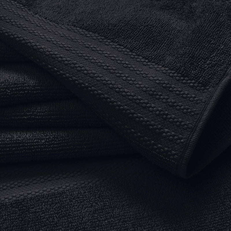 GLAMBURG Ultra Soft 8-Piece Towel Set - 100% Pure Ringspun Cotton, Contains 2 Oversized Bath Towels 27x54, 2 Hand Towels 16x28, 4 Wash Cloths 13x13 - Ideal for Everyday use, Hotel & Spa - Black - Image 2