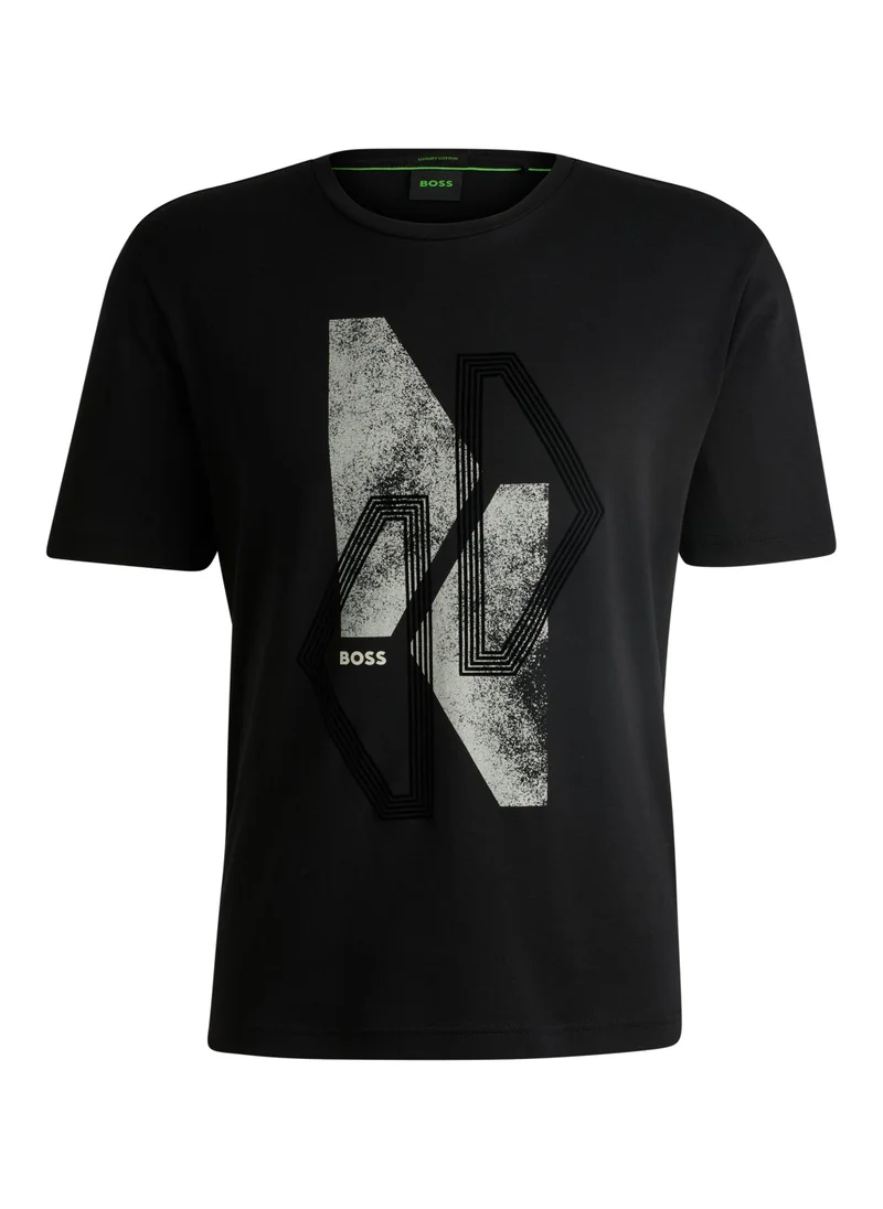 بوس Interlock-cotton regular-fit T-shirt with seasonal artwork