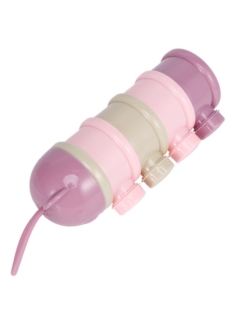 Oasisgalore Purple 4-Layer Baby Formula Dispenser, Non-Spill, Stackable with Handle for Travel and Snack Storage. - Image 1