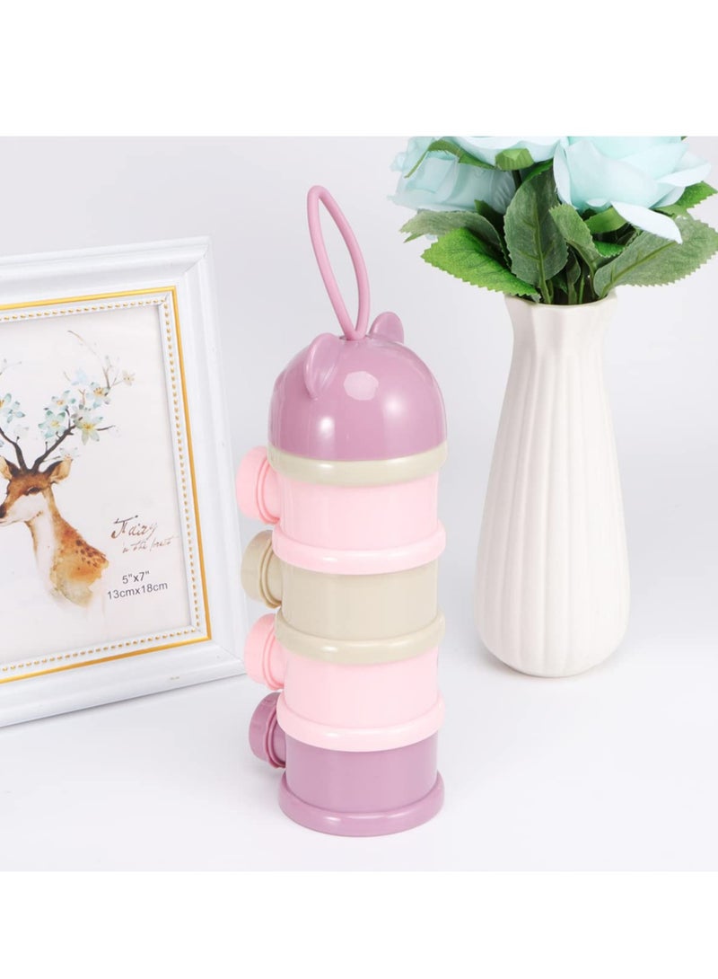 Oasisgalore Purple 4-Layer Baby Formula Dispenser, Non-Spill, Stackable with Handle for Travel and Snack Storage. - Image 2