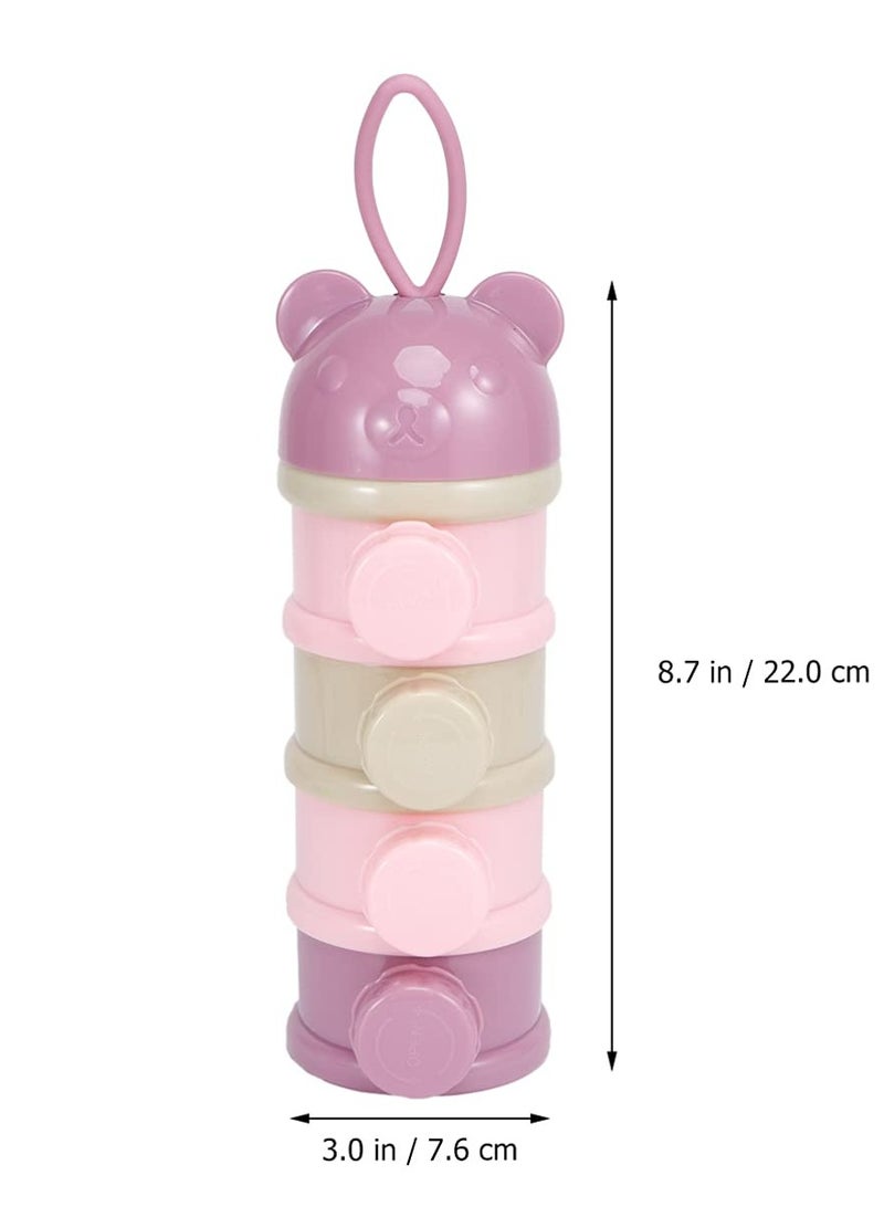Oasisgalore Purple 4-Layer Baby Formula Dispenser, Non-Spill, Stackable with Handle for Travel and Snack Storage. - Image 4