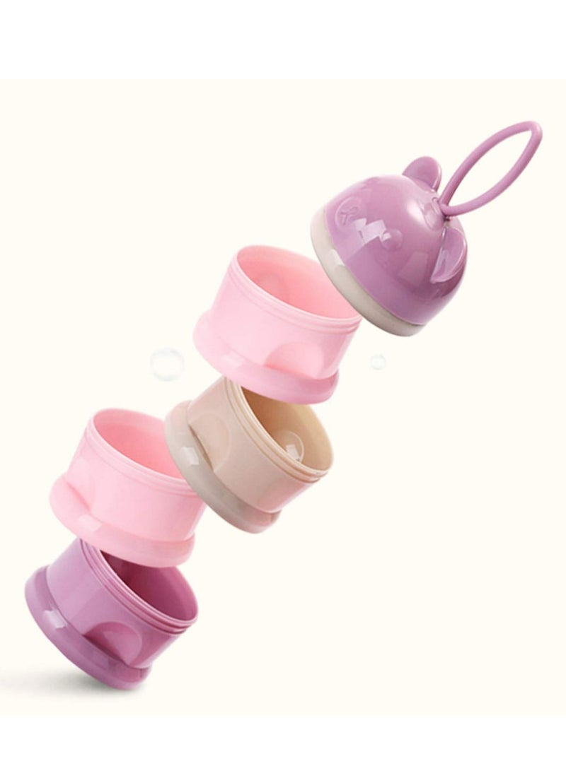 Oasisgalore Purple 4-Layer Baby Formula Dispenser, Non-Spill, Stackable with Handle for Travel and Snack Storage. - Image 5