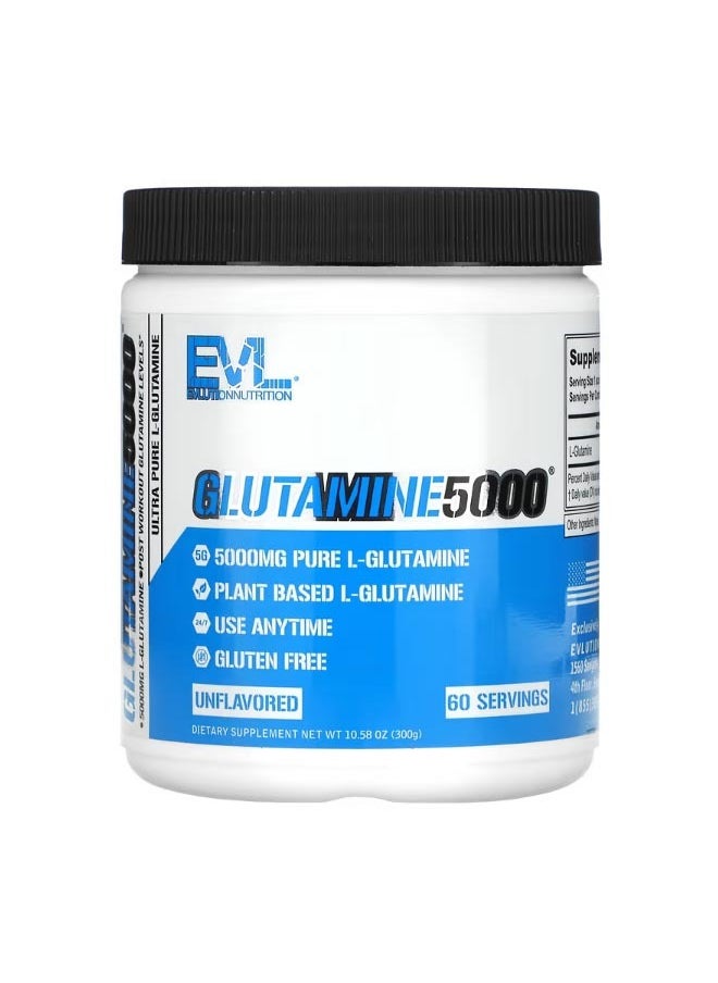 EVLUTION NUTRITION Glutamine5000 Unflavored 10.58 oz 300 g  - Image 1