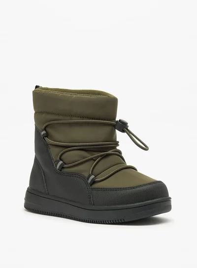 جونيورز Boys Solid High Cut Slip-On Boots with Drawstring Detail