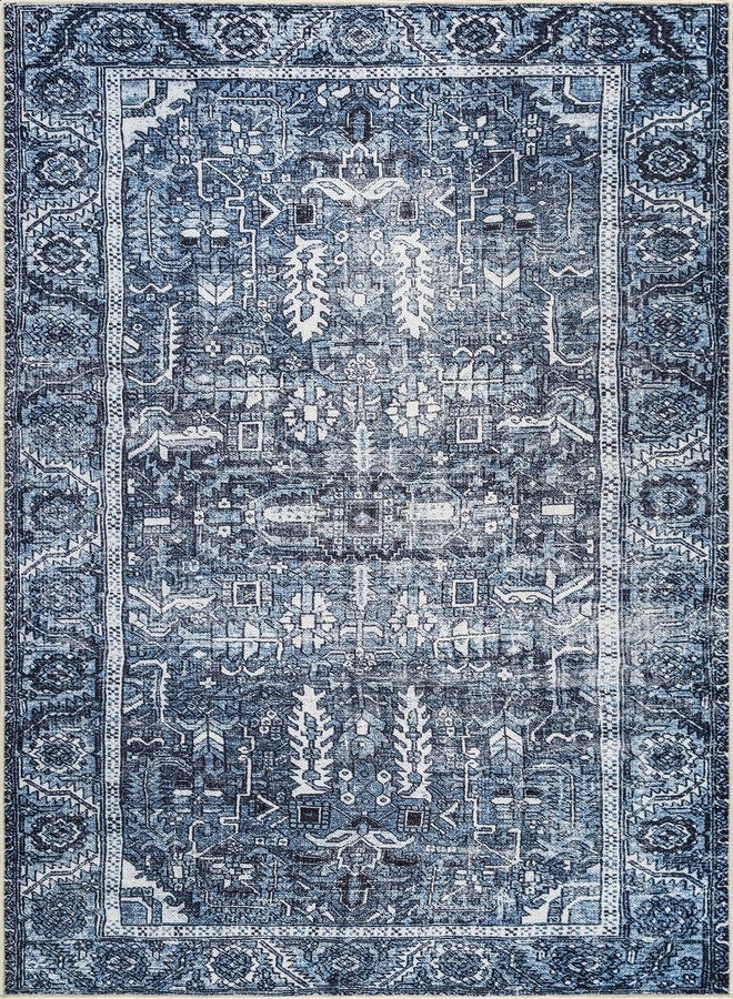 Bloom Rugs Washable Non-Slip 3' x 5' Rug - Blue Traditional Area Rug for Living Room, Bedroom, Dining Room, and Kitchen - Exact Size: 3' x 5' - Image 4