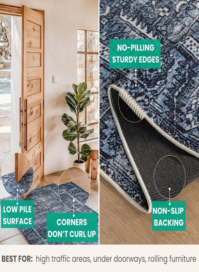 Bloom Rugs Washable Non-Slip 3' x 5' Rug - Blue Traditional Area Rug for Living Room, Bedroom, Dining Room, and Kitchen - Exact Size: 3' x 5' - Image 5