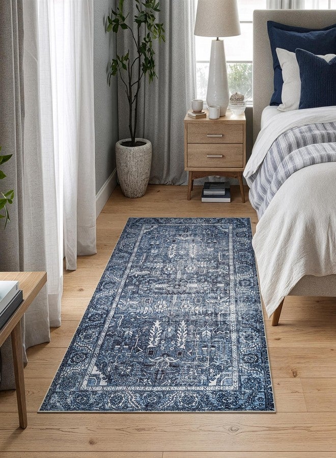 Bloom Rugs Washable Non-Slip 3' x 5' Rug - Blue Traditional Area Rug for Living Room, Bedroom, Dining Room, and Kitchen - Exact Size: 3' x 5' - Image 3
