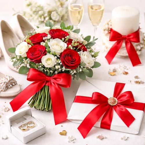 LilyRin Red Ribbon 1-1/2 Inch 36 Yards Christmas Satin Roll 1.5 Inch Perfect for Art Wedding Wreath Packing Birthday Flower Bouquets Baby Shower DIY Hair Bows Accessories Scrapbooking Wrapping Handmade - Image 5