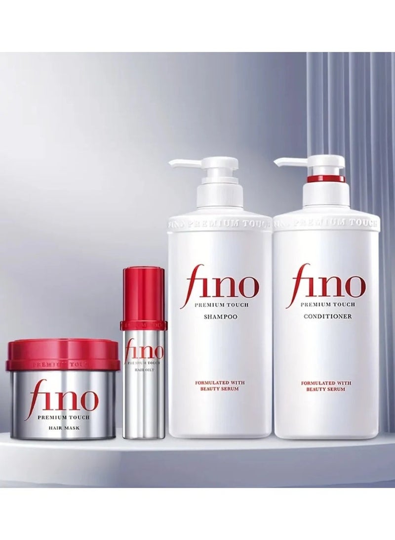 Fino Premium Touch Hair Care Set - Shampoo (550 ml), Conditioner (550 ml), Mask (230 g), and Oil (70 ml) - For Repairing Dry and Damaged Hair - Image 1