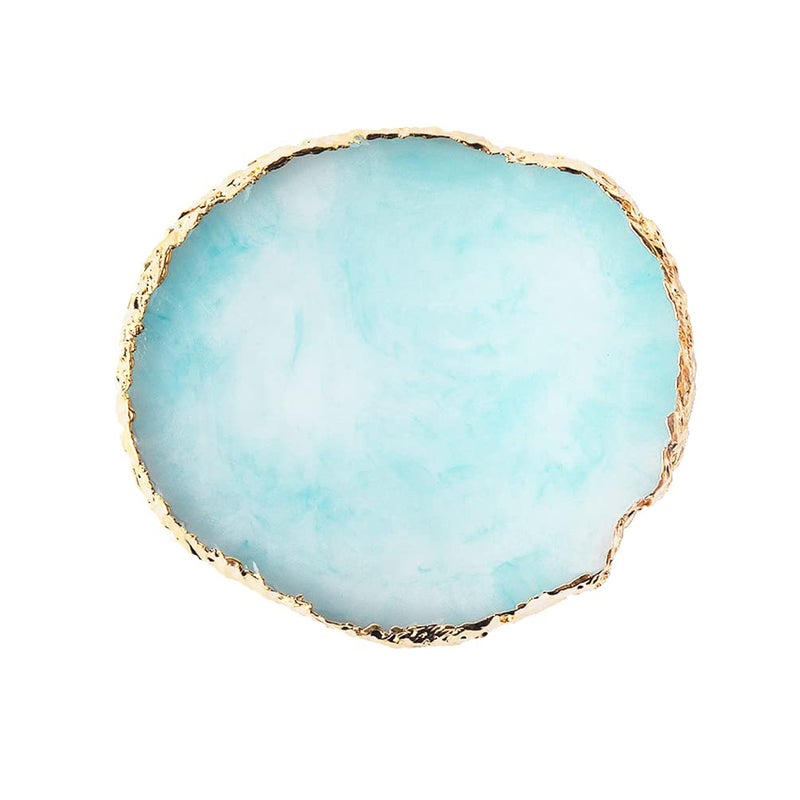 Betury BETURY Resin Nail Art Palette Nail Art Painting Mixed Color Palette Gold Edge Nail Gel Color Makeup Display Board 3Blue 