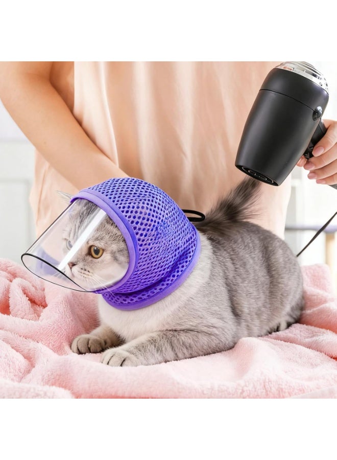 بازار كمامة هوائية للقطط قابلة للتهوية والتعديل، غطاء وجه للعناية الشخصية - شبكة ناعمة مضادة للعض والخدش، لتقييد حركة القطط أثناء تقليم الأظافر، وزيارات الطبيب البيطري، والاستحمام، وإعطاء الأدوية، مقاس موحد - بنفسجي (صغير) - Image 3