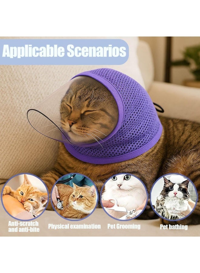 بازار كمامة هوائية للقطط قابلة للتهوية والتعديل، غطاء وجه للعناية الشخصية - شبكة ناعمة مضادة للعض والخدش، لتقييد حركة القطط أثناء تقليم الأظافر، وزيارات الطبيب البيطري، والاستحمام، وإعطاء الأدوية، مقاس موحد - بنفسجي (صغير) - Image 4