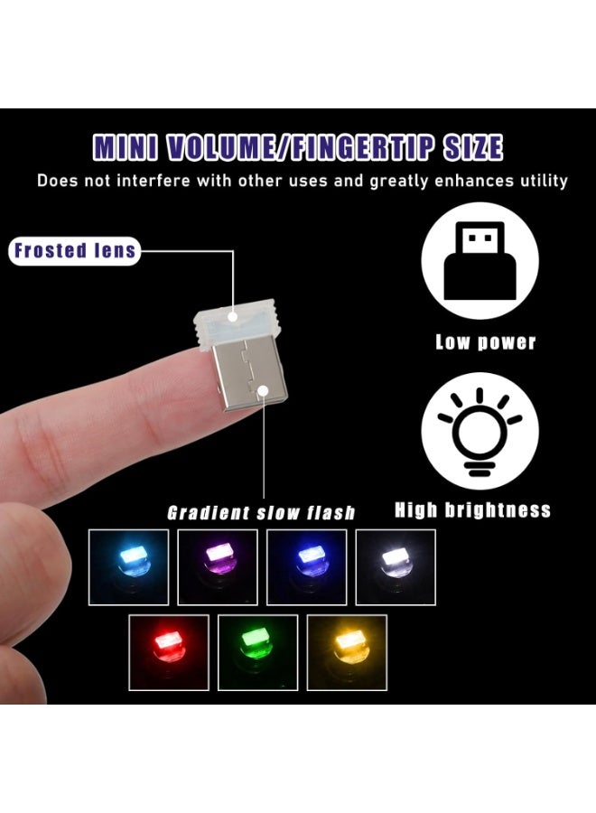 كينسو 5 قطع مصابيح سيارة صغيرة USB - إضاءة داخلية LED 5 فولت قابلة للتعديل، مصابيح جو ليلية محمولة للسيارة، إكسسوارات LED للسيارات/المكتب/تزيين اللابتوب (وميض بطيء متعدد الألوان) - Image 4