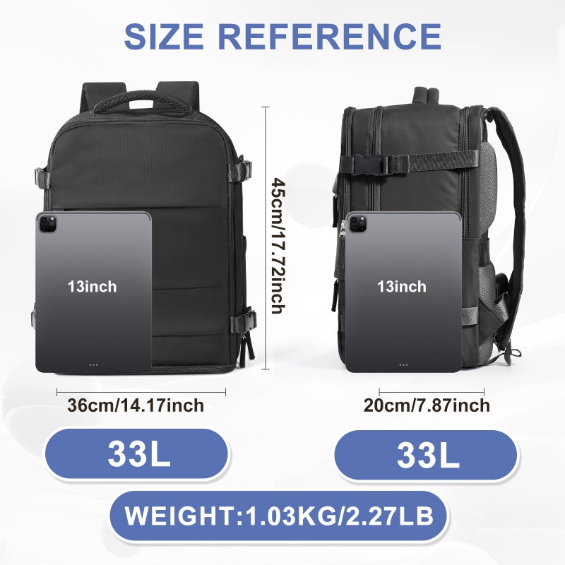 coowoz Large Travel Backpack Carry On for Women Man Black Waterproof Gym Backpacks with Laptop Compartment Mochila de Viaje Teacher Personal Item Backpack Rucksack Airplane Accessories Must Haves - Image 3