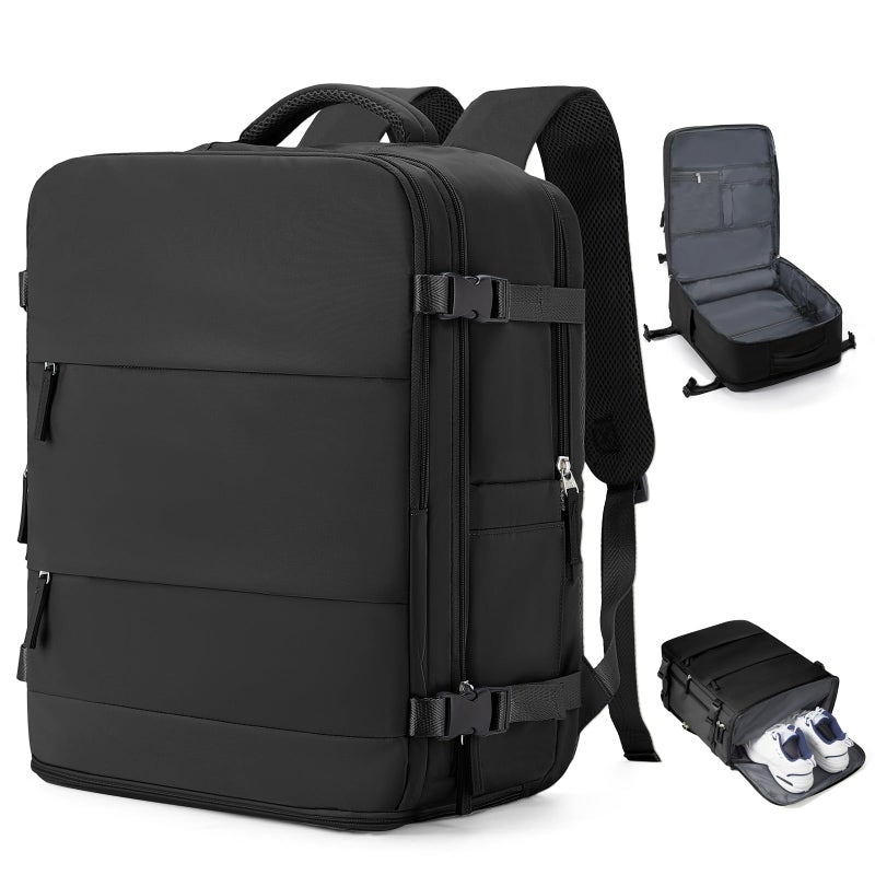 coowoz Large Travel Backpack Carry On for Women Man Black Waterproof Gym Backpacks with Laptop Compartment Mochila de Viaje Teacher Personal Item Backpack Rucksack Airplane Accessories Must Haves - Image 1