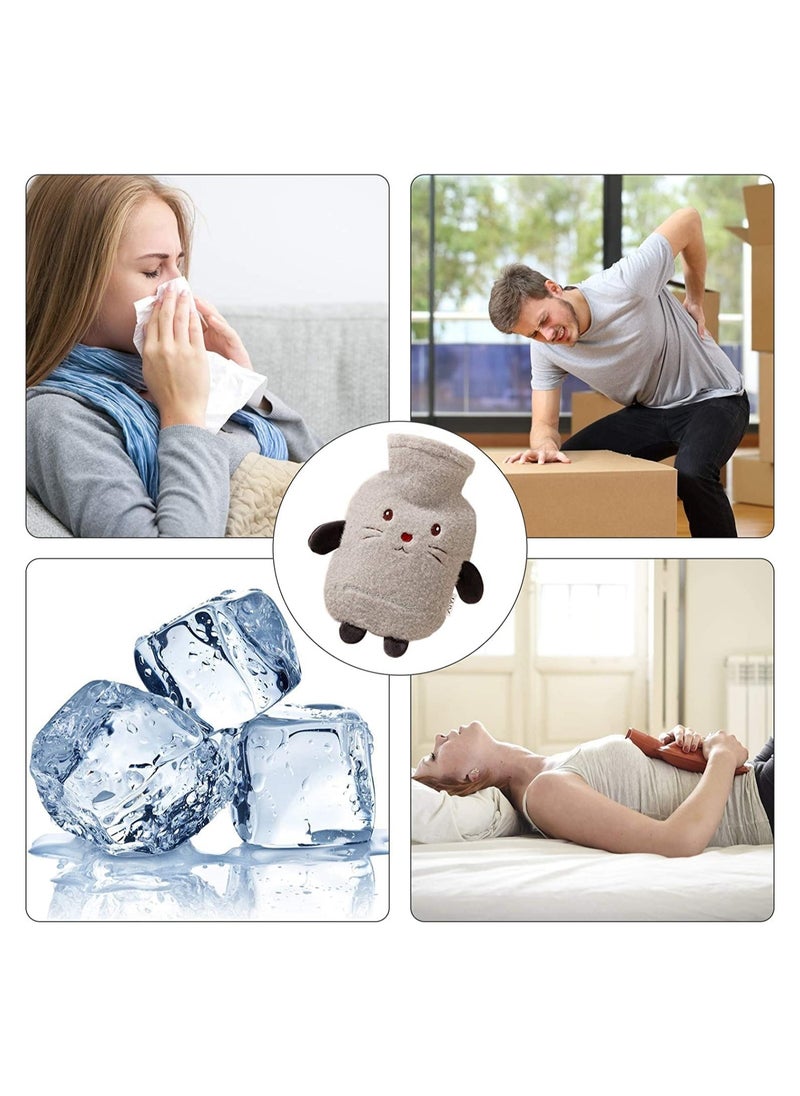 SYOSI Hot Water Bottle Set with Cover 1L Soft Fluff Small Hot Water Bottle Washable Lamb Wool Hot Water Bag for Back Neck Waist LegsChildren Baby Adult The Best Winter Gifts Gray  - Image 4