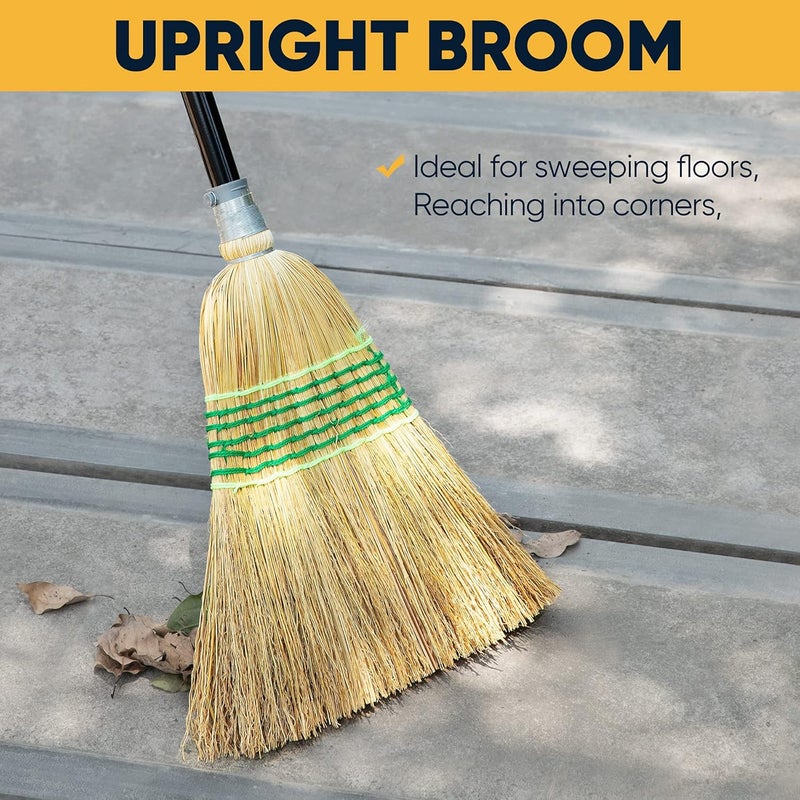 YOCADA Heavy-Duty Broom Corn Broom Outdoor Commercial Indoor for Courtyard Garage Lobby Mall Market Floor Home Office Leaves Stone Dust Rubbish 59.8inch - Image 5