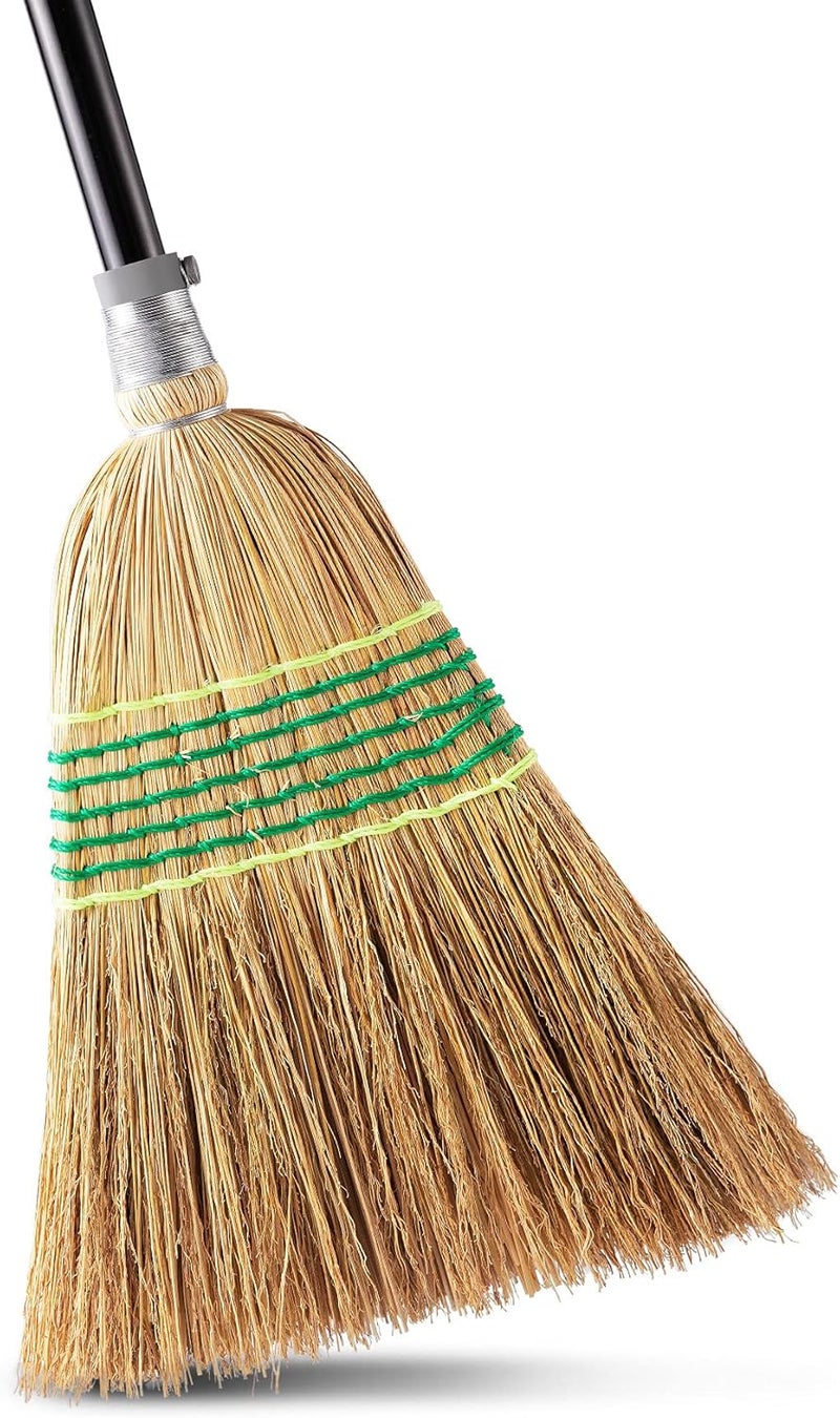 YOCADA Heavy-Duty Broom Corn Broom Outdoor Commercial Indoor for Courtyard Garage Lobby Mall Market Floor Home Office Leaves Stone Dust Rubbish 59.8inch - Image 1