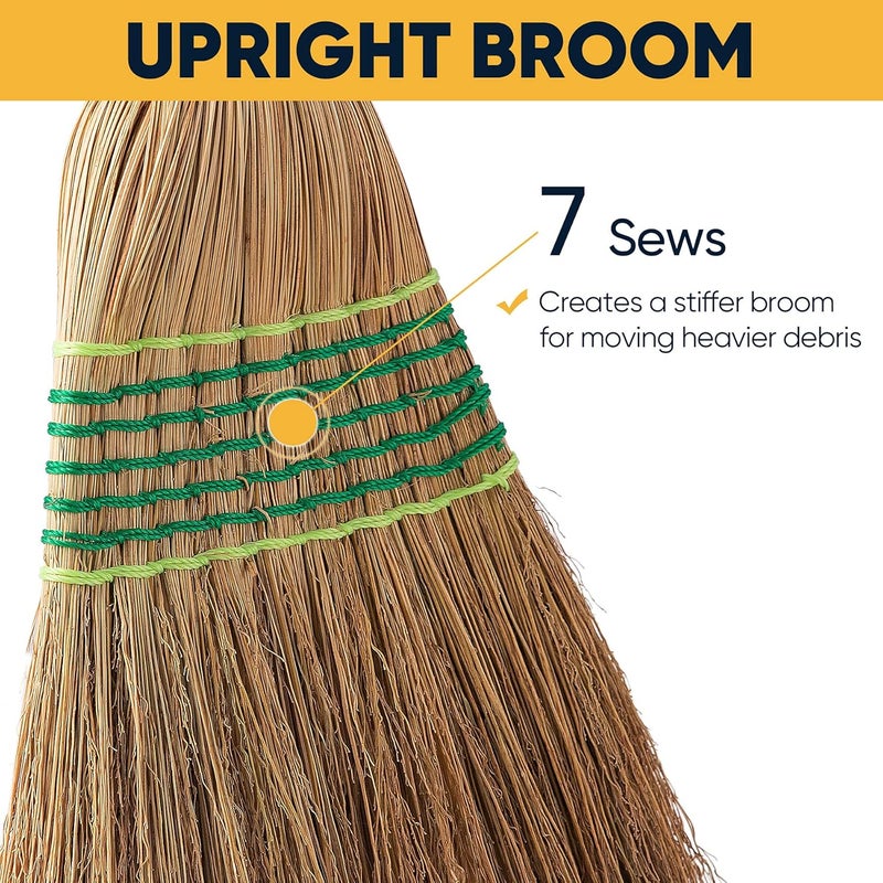 YOCADA Heavy-Duty Broom Corn Broom Outdoor Commercial Indoor for Courtyard Garage Lobby Mall Market Floor Home Office Leaves Stone Dust Rubbish 59.8inch - Image 4