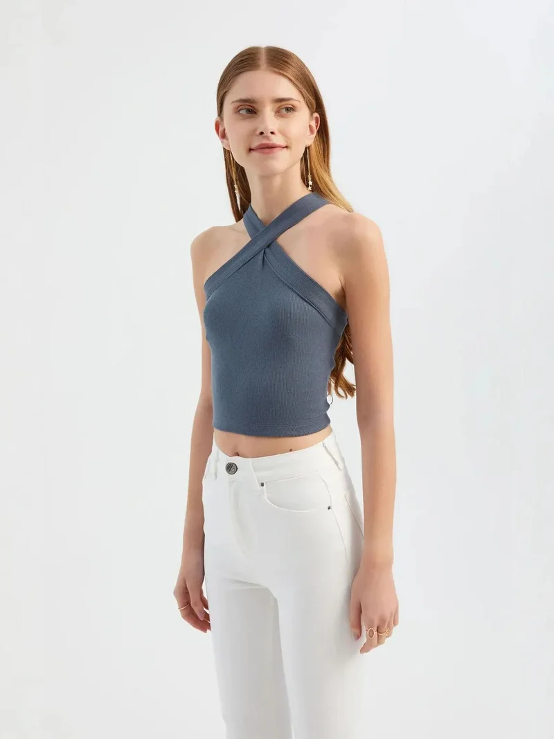 HICCUP Halter Neck Cross Front Crop top