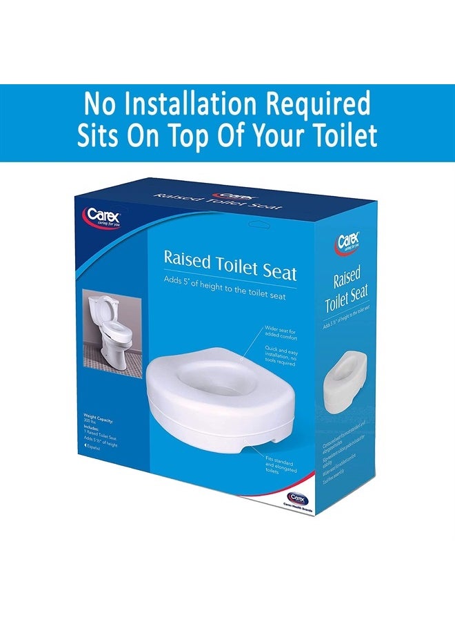careX - Toilet Seat Riser - Adds 5 Inch of Height to Toilet - Raised Toilet Seat With 300 Pound Weight Capacity - Slip-Resistant (White) - Image 1