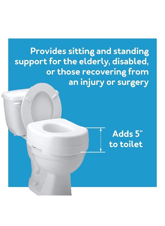 careX - Toilet Seat Riser - Adds 5 Inch of Height to Toilet - Raised Toilet Seat With 300 Pound Weight Capacity - Slip-Resistant (White) - Image 1